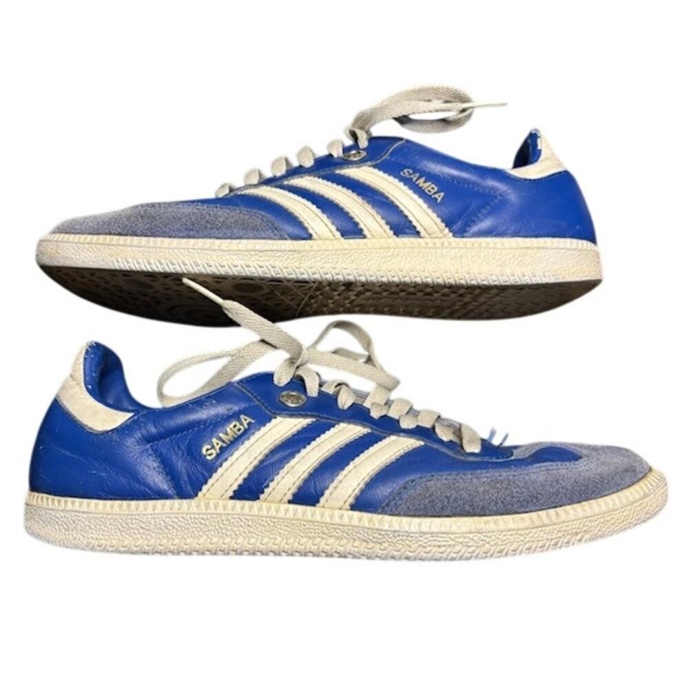 Adidas Samba Blue White Leather Indoor Soccer Shoes Men's US 9 Vintage 2009